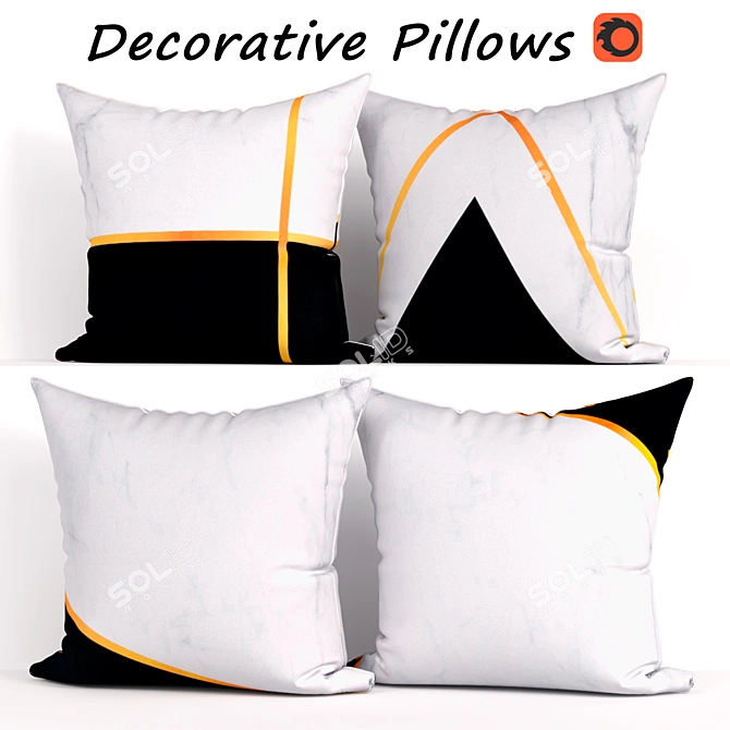 Marbling Decorative Pillows Set 3D model image 1