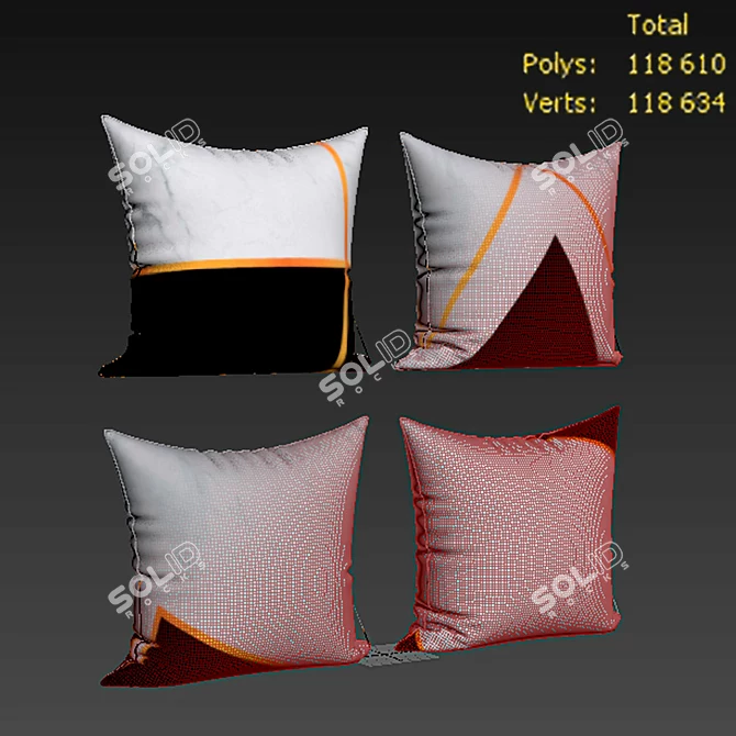 Marbling Decorative Pillows Set 3D model image 2