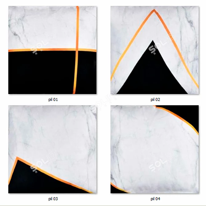 Marbling Decorative Pillows Set 3D model image 3