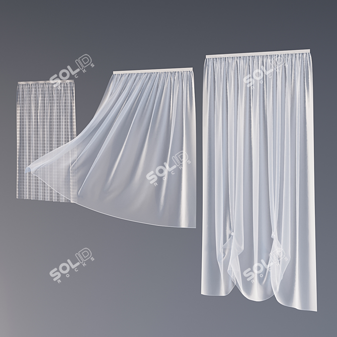 Triple Curtain Set - Variety 3D model image 1
