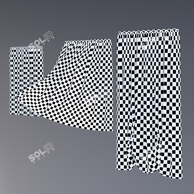 Triple Curtain Set - Variety 3D model image 2