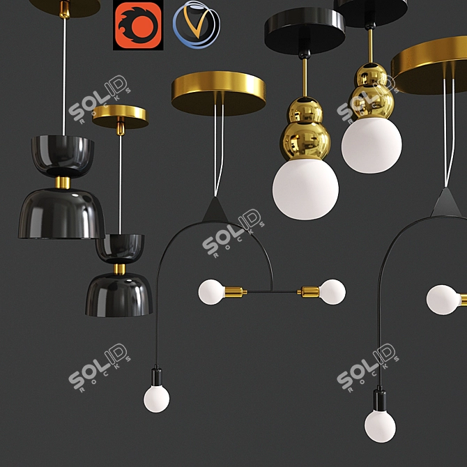 Modern Minimalist Pendant Ceiling Light Set 3D model image 1