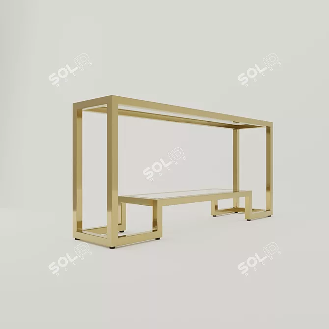 Stylish Glass Shelf Console 3D model image 2