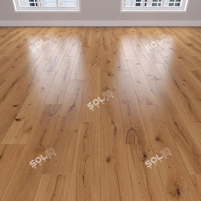 Caramel Oak Parquet: Herringbone, Linear & Chevron 3D model image 1