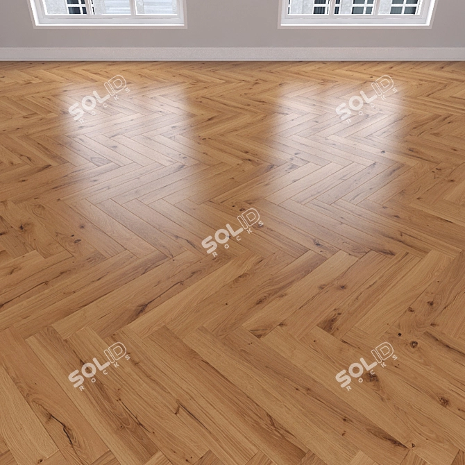 Caramel Oak Parquet: Herringbone, Linear & Chevron 3D model image 2