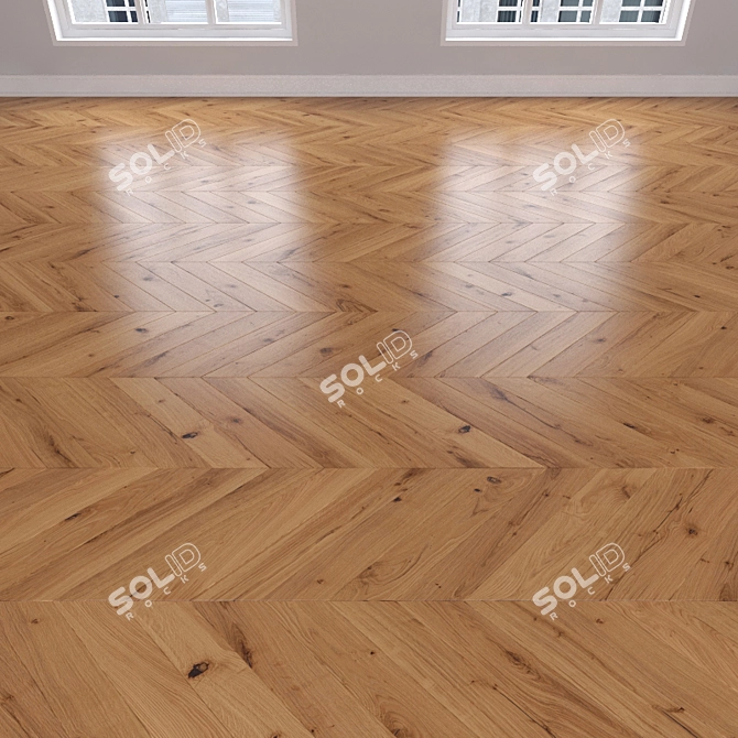 Caramel Oak Parquet: Herringbone, Linear & Chevron 3D model image 3