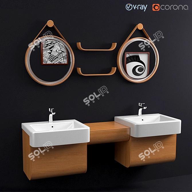 Modern Washbasin with Textures & Multiple Formats 3D model image 1