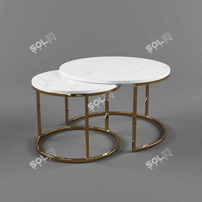 Marble Top Coffee Table: Two Roses 3D model image 1