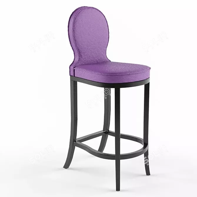 Velvet Purple Barstool 3D model image 1