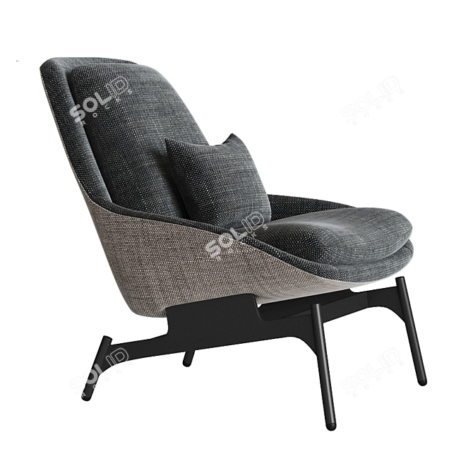 Modern Velvet Lounge Chair - Blu Dot 3D model image 2