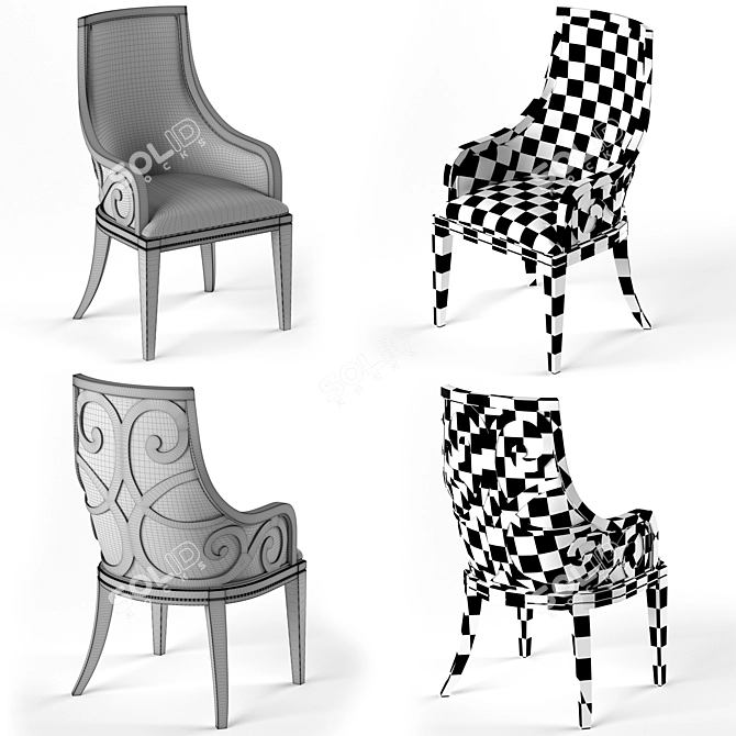 Elegant Juliet Hooker Armchair 3D model image 3