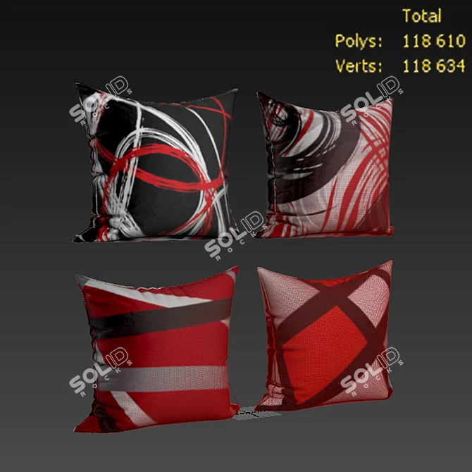 Elegant Decorative Pillows Set - Emvency 3D model image 2