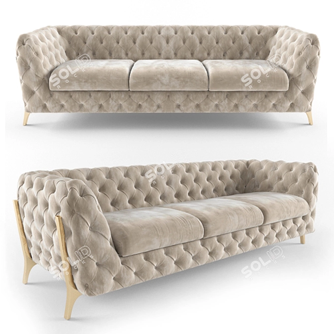 Belle Epoque Tufted Chesterfield Sofa 3D model image 1