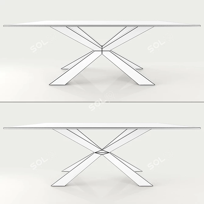 Sleek Spyder Dining Table: Wood & Metal Base 3D model image 2