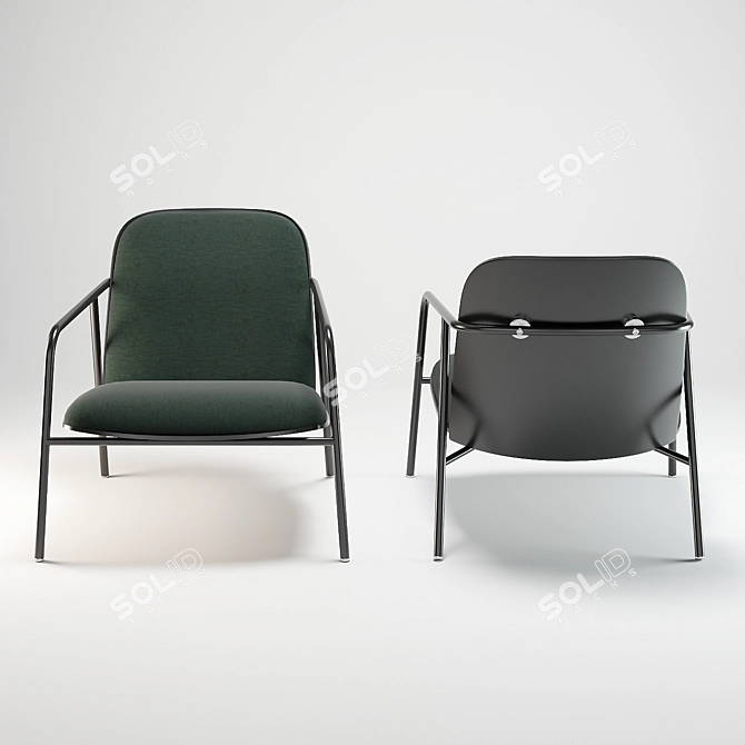 Cozy Oak Lounge Chair 3D model image 2