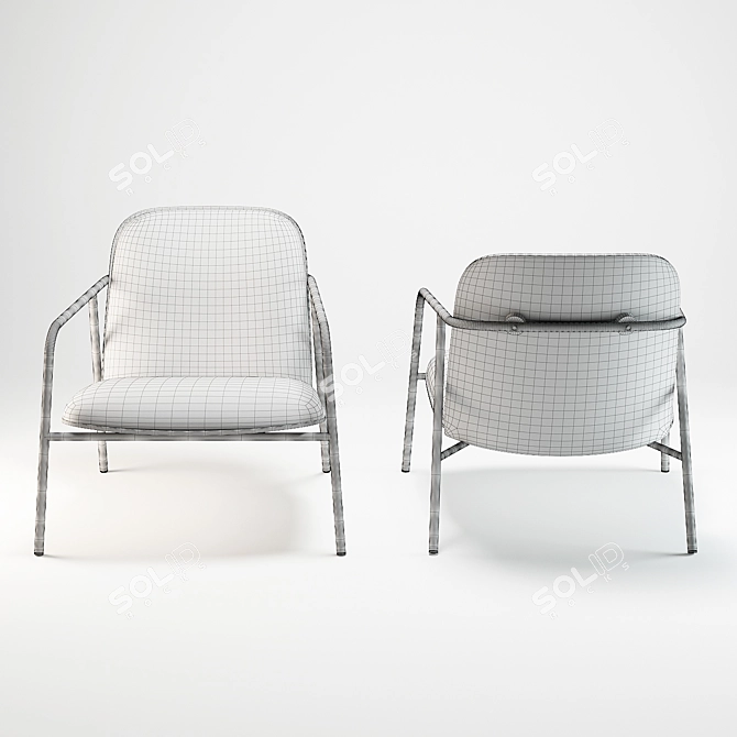 Cozy Oak Lounge Chair 3D model image 3