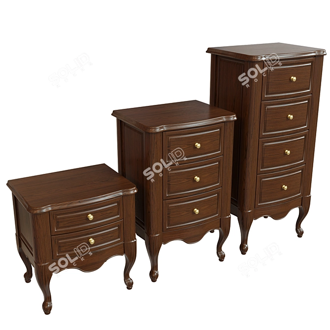 Solid Wood Chest with UVW Unwrap - 3 Sizes 3D model image 2