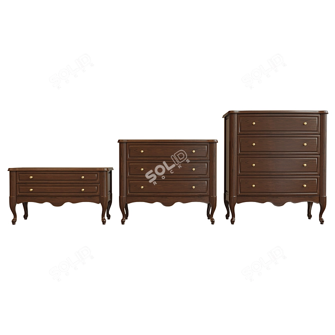 Solid Wood Chest of Drawers with UVW Mapping - Various Sizes - 4096x4096 Textures 3D model image 1