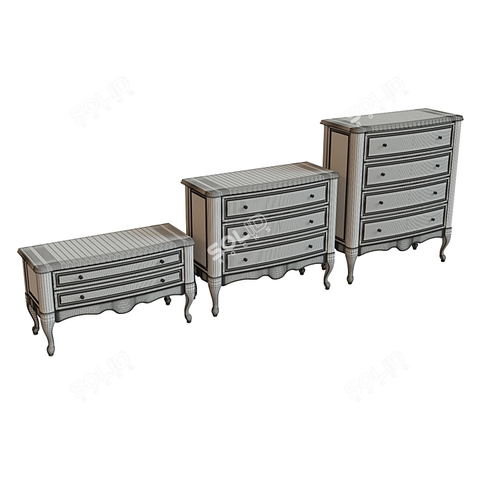 Solid Wood Chest of Drawers with UVW Mapping - Various Sizes - 4096x4096 Textures 3D model image 3
