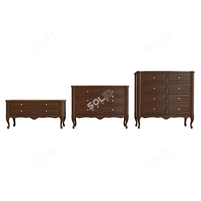 Solid Wood Chest of Drawers - Various Sizes 3D model image 1