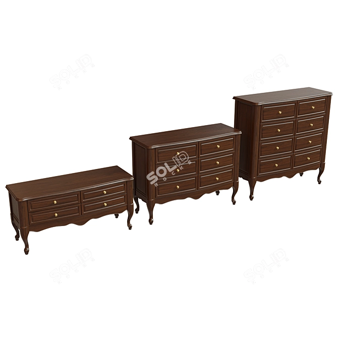 Solid Wood Chest of Drawers - Various Sizes 3D model image 2