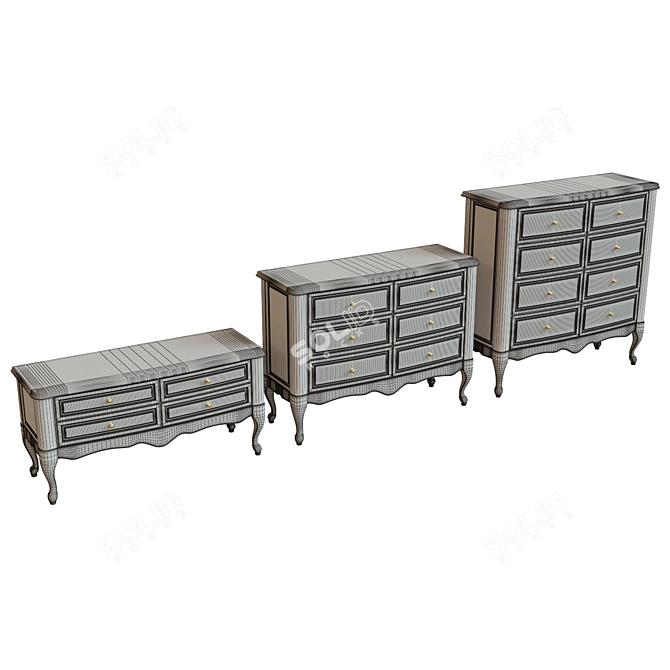 Solid Wood Chest of Drawers - Various Sizes 3D model image 3