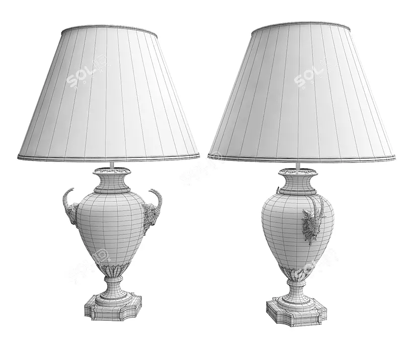 French Louis XVI Porcelain Table Lamp 3D model image 3