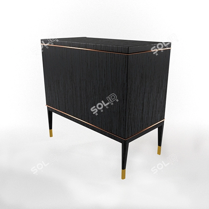 Adorno Hollywood Walnut Ebony 3 Drawer Nightstand 3D model image 2