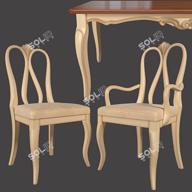 Italian-made Veneta Sedie Dining Set: Pedra Table and Narciso Chairs 3D model image 2