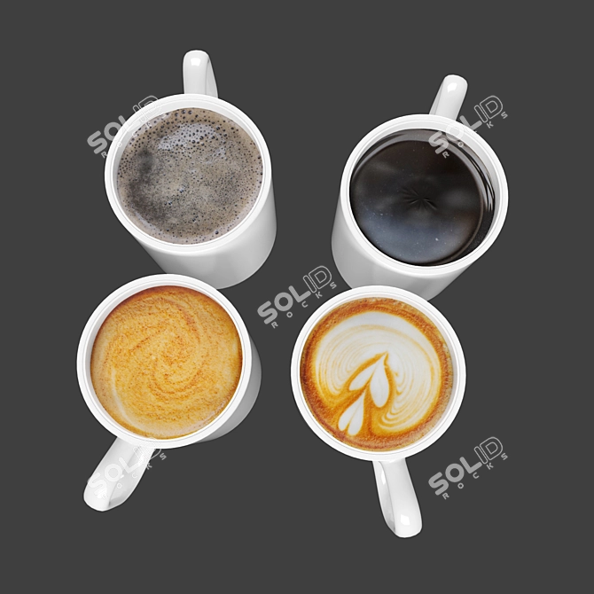 Elegant Coffee Cup Set-02 3D model image 1