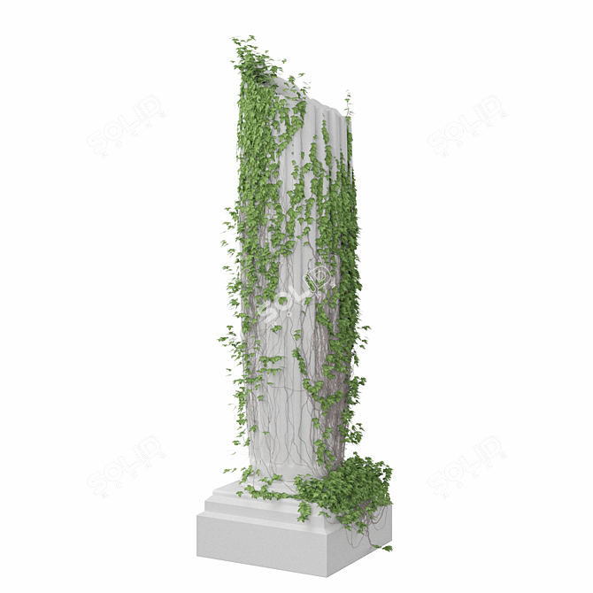 Ruined Column Sculpture 3D model image 2