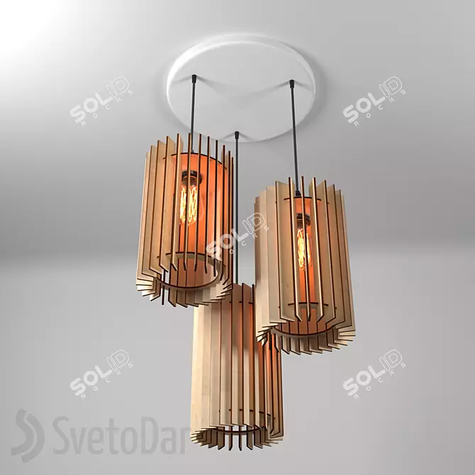 Parametric Wooden Chandelier 3D model image 1