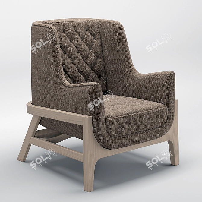 Nature-Inspired Cocoon Cut Armchair 3D model image 1