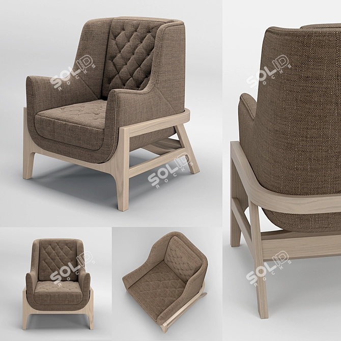 Nature-Inspired Cocoon Cut Armchair 3D model image 2