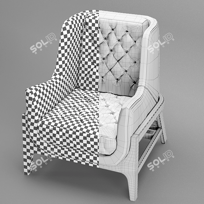 Nature-Inspired Cocoon Cut Armchair 3D model image 3
