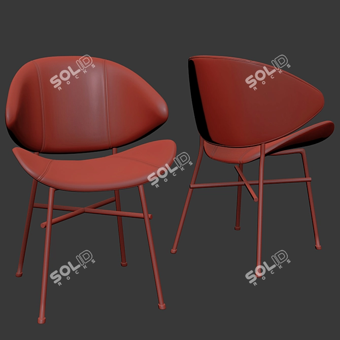 Cheri Gold Velours Chair - Dark Blue 3D model image 2