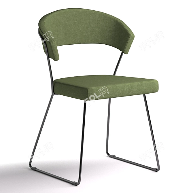 Sleek Metal Armchair with Fabric Upholstery 3D model image 1