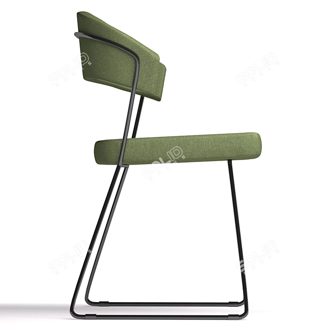 Sleek Metal Armchair with Fabric Upholstery 3D model image 2