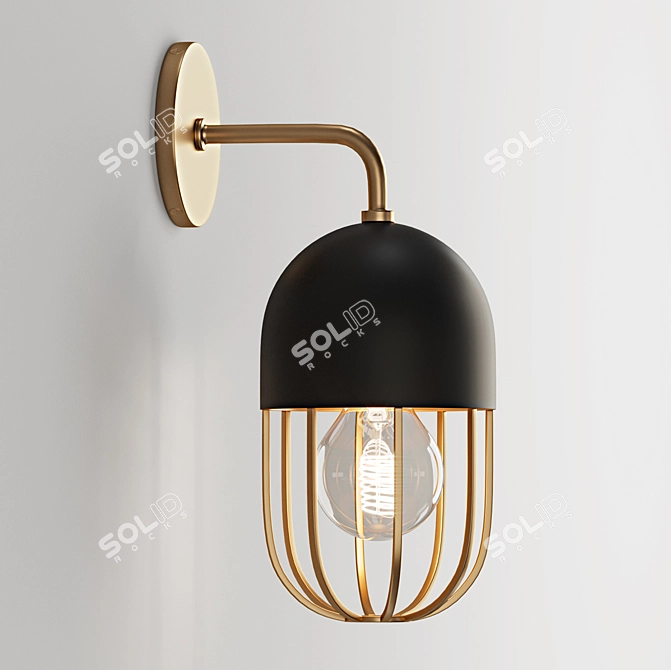 Minimalist Industrial Cage Sconce 3D model image 3