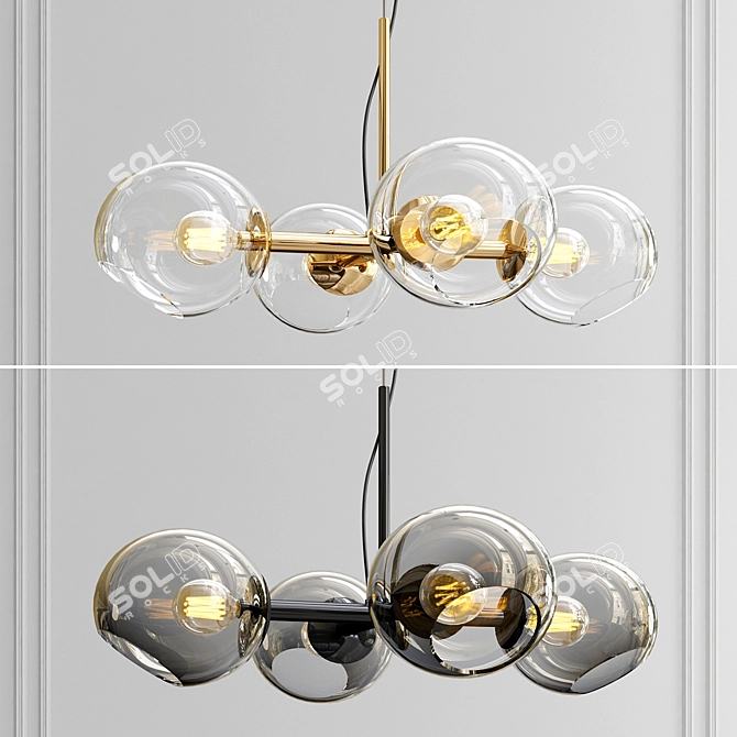 Staggered Glass Chandelier - 4 Light 3D model image 1