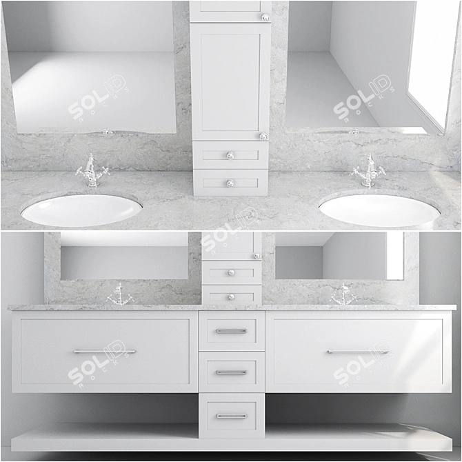 Modern Bathroom Furniture Set 3D model image 2