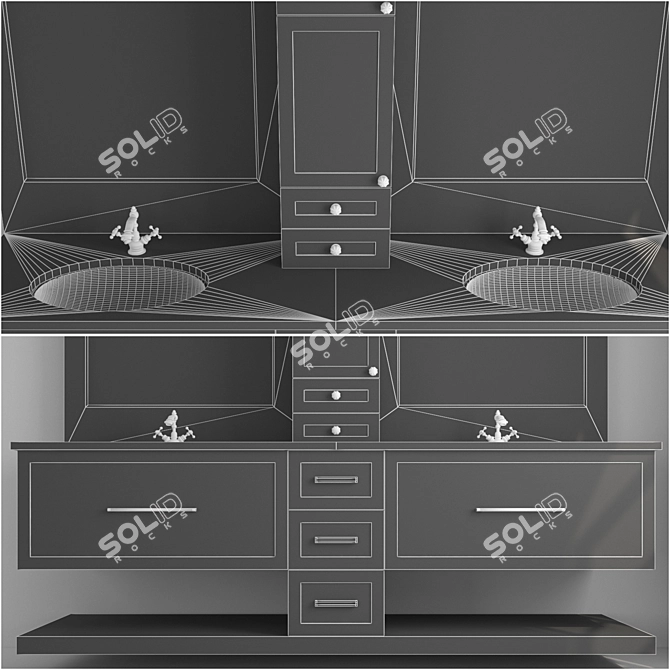 Modern Bathroom Furniture Set 3D model image 3