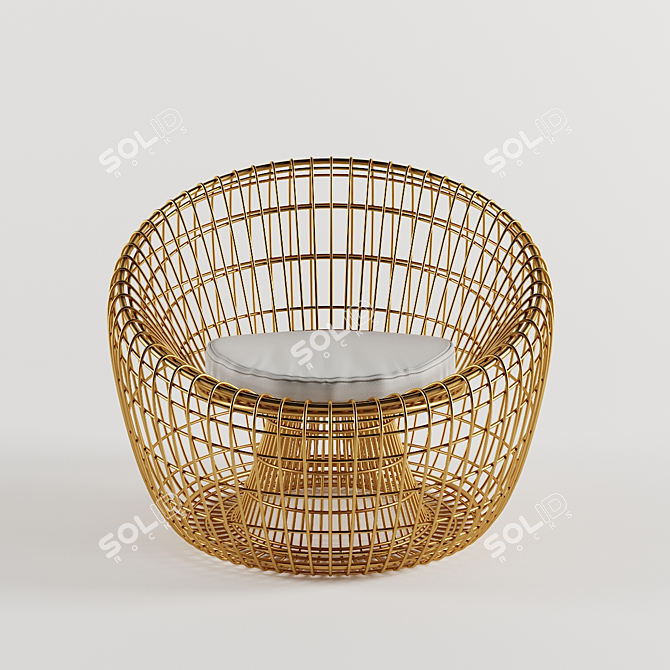 Modern Metal Woven Lounge Chair 3D model image 2