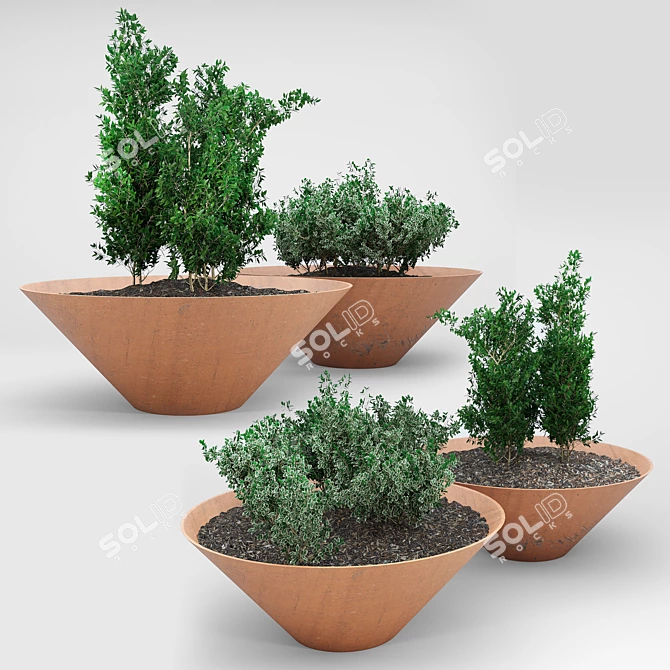 DAMAS Corten Steel Planter 3D model image 1