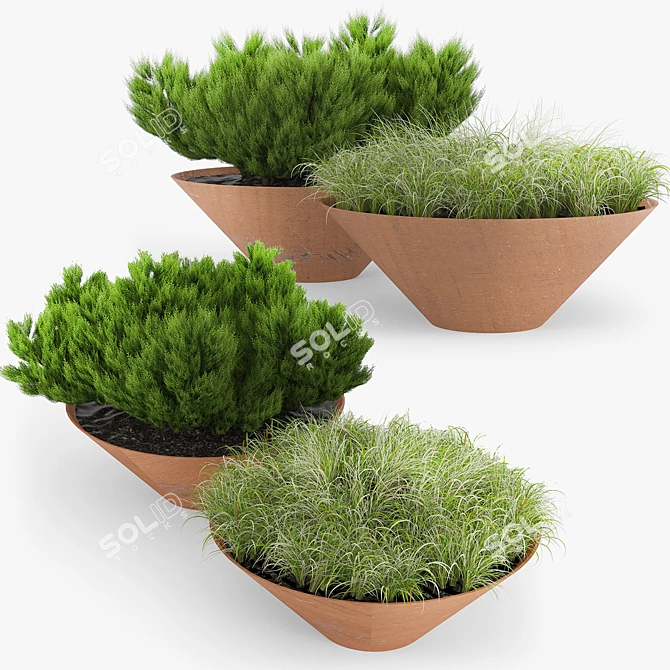 Damas Steel Planter: Traditional & Durable 3D model image 1