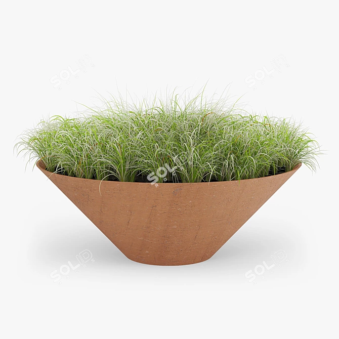 Damas Steel Planter: Traditional & Durable 3D model image 2