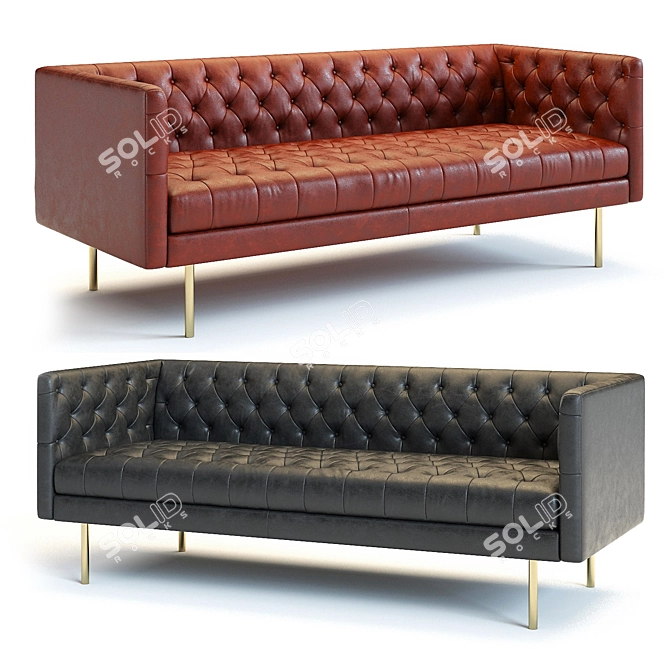 West Elm Modern Chesterfield Sofa: Stylish and Functional 3D model image 1