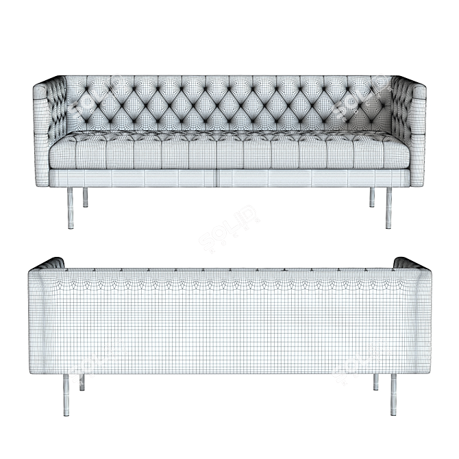 West Elm Modern Chesterfield Sofa: Stylish and Functional 3D model image 2