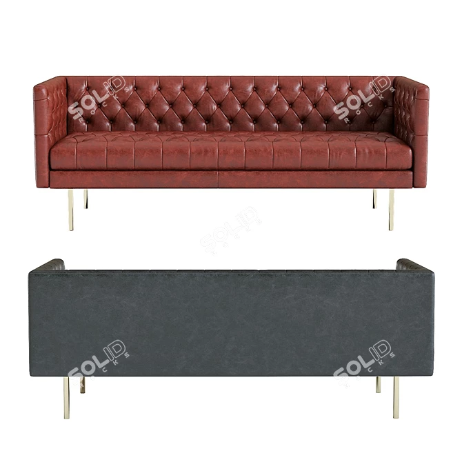 West Elm Modern Chesterfield Sofa: Stylish and Functional 3D model image 3
