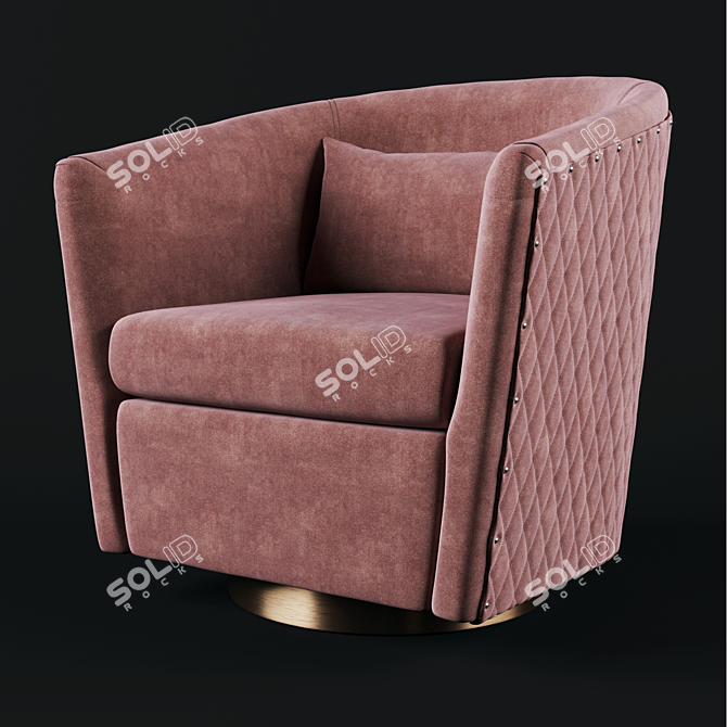 Velvet Swivel Barrel Chair 3D model image 1